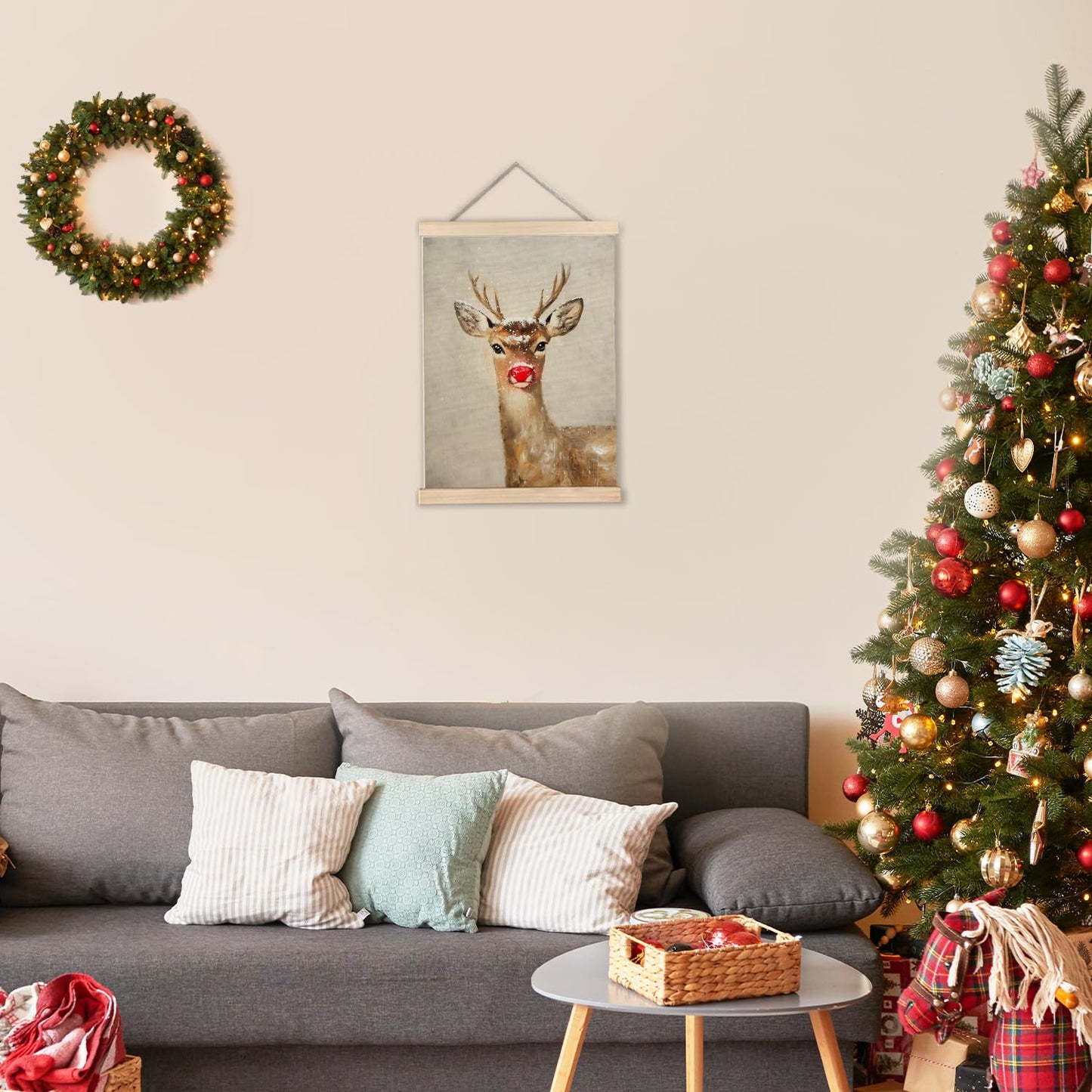 Luvadian Winter Wall Art - Rudolph Red Nose Reindeer, 16x24 Inch