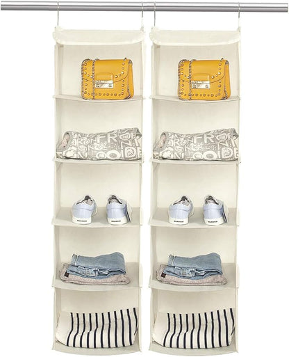 5 Shelves Hanging Closet Organizer, 2 Pack Hanging Storage