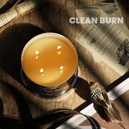 Over 50 Hours Jar Candle - 4-Wick Long-Lasting Scented Candles, 18oz Natural Soy Wax Candle for Home, Candle Gifts for Women & Men, English Pear Suede