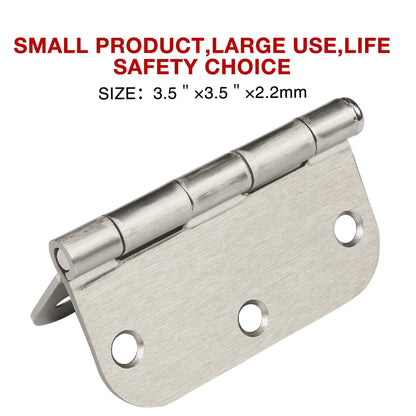 42 Pack Rounded Door Hinges Brushed Nickel 3.5 inch x 3-1/2", 5/8" Radius Heavy Duty Steel Iron 3 ½"Hinge for Doors, Interior Room,Outdoor Window,Constructition Hardware Kit Home Decor Essentials