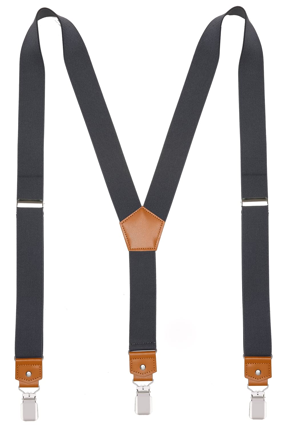 Mcvotcot Suspenders for Men Y Back Adjustable Elastic with Strong Clips 47 Inches Charcoal