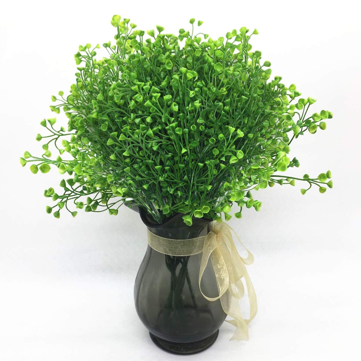 PASYOU Artificial Plants, Fake Bell Grass Flowers Plastic Greenery Lifelike Patio Yard Corridor Indoor Outdoor Home Garden Balcony Party Pot Planter Filler Table Arrangement Decoration Green 8 pcs