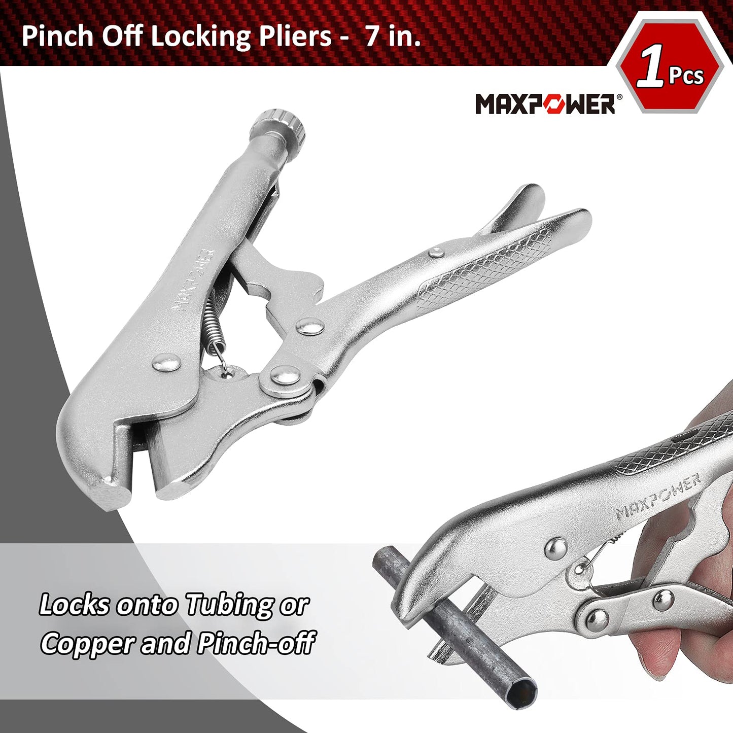 MAXPOWER 15-pc Locking Pliers Set with C-clamps, Long Nose, Pinch Off, Sheet Metal Clamp, U Shaped Pliers and Tool Bag