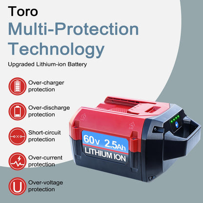 DTK Battery Replacement for Toro 60V Battery 2.5Ah 60V Battery