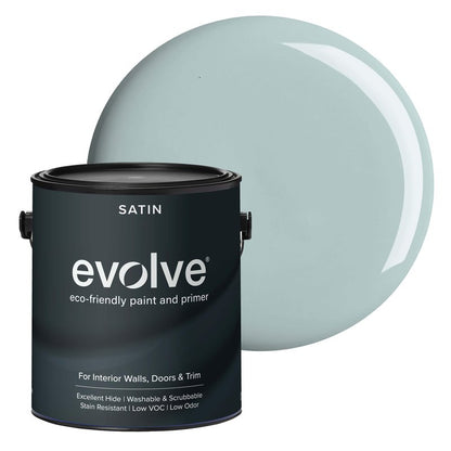 EVOLVE Interior Paint & Primer, Satin (Silver Surf), 1 Gallon – Available in 50+ Colors, One-Coat Coverage, Excellent Hide, Low VOC, Low Odor, Washable Interior Paint