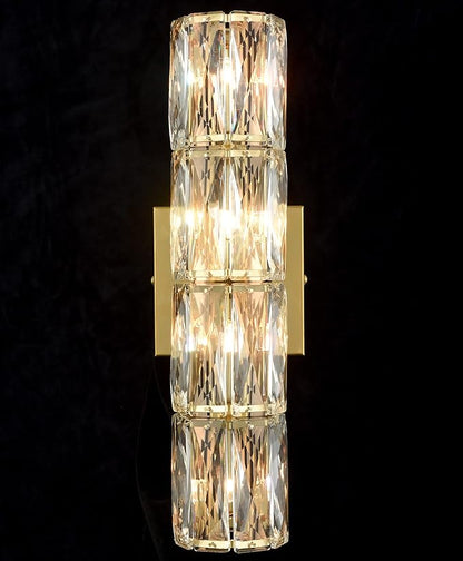 SAMTEEN Gold Wall Sconce Modern Crystal Sconces Wall Lighting 4-Light Bathroom Wall Mount Light Crystal Vanity Light Fixture for Bedroom Hallway Living Room