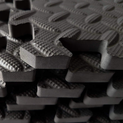 A2ZCARE Puzzle Exercise Mat with EVA Foam Interlocking Tiles - Interlocking Floor Mats for Gym Equipment - Ideal for Home Gym, Aerobic, Yoga and Pilates (Gray (12pcs with Border Tiles))