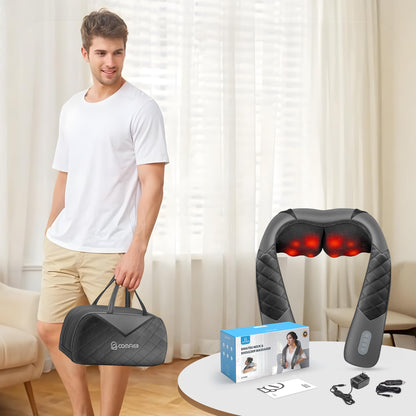 COMFIER Shiatsu Neck and Shoulder Massager,Gifts for Mom Dad,Deep Kneading Massage Pillow with Heat, Back Massager, Pillow Massage, Black