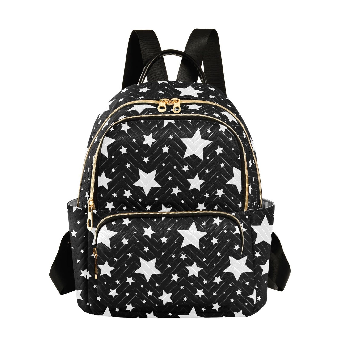 Sletend Mini Backpack Star Black White Fashion Backpack Purse for Women,Handbag Shoulder Bag Casual Daypack, Ladies Gift for College Work (S)