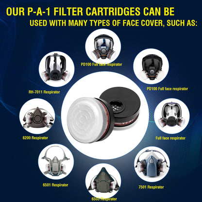 Full Face Respirator Mask - Reusable Large Face Gas Mask Professional Breathing Protection Against Dust/Organic Vapor/Formaldehyde/Chemical Perfect for Airbrush, Car Spraying, Sanding, Paint Work