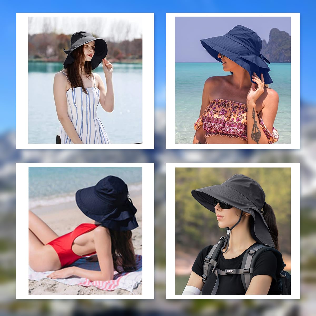 ZEXIAN Womens Sun Hat UPF 50+ Wide Brim and Ponytail Hole, Hiking Safari Hat with Neck Flap (Army Green)