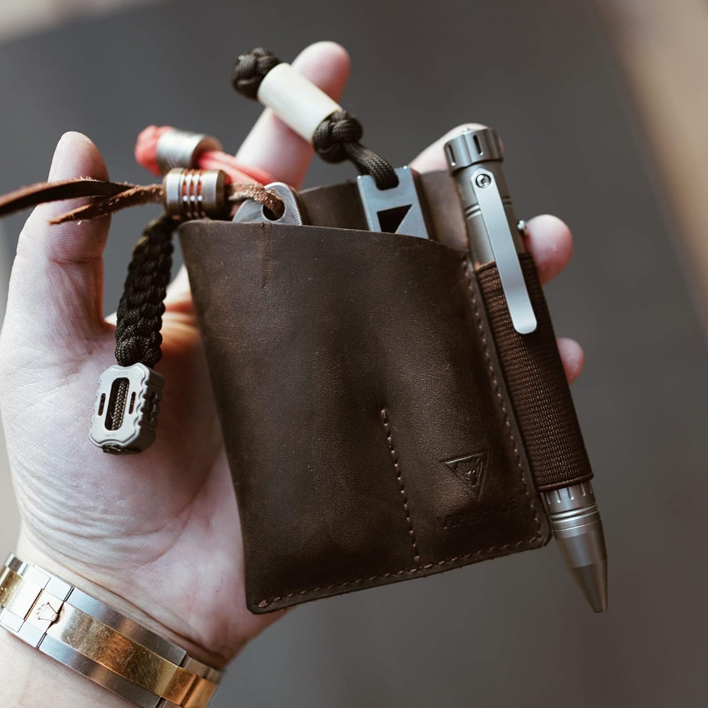 VIPERADE PJ12 Leather EDC Pocket Organizer for Belt, Multitool and Flashlight Holster, Leather EDC Holster with Pen Loop, EDC Leather Knife Sheath with Belt Clip