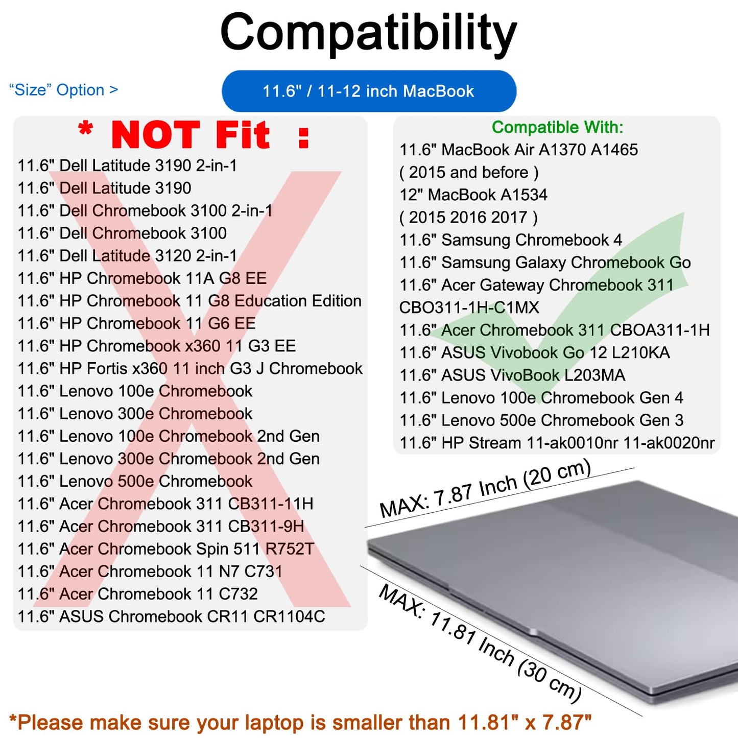 CCPK 11.6 inch Laptop Case Compatible with 12 inch MacBook Air 11 inch ASUS Vivobook Go Lenovo 100e Gen 4 Acer Gateway Chromebook 311 Computer Accessories Bag Sleeve Cover Carrying Case 11 inch, Black