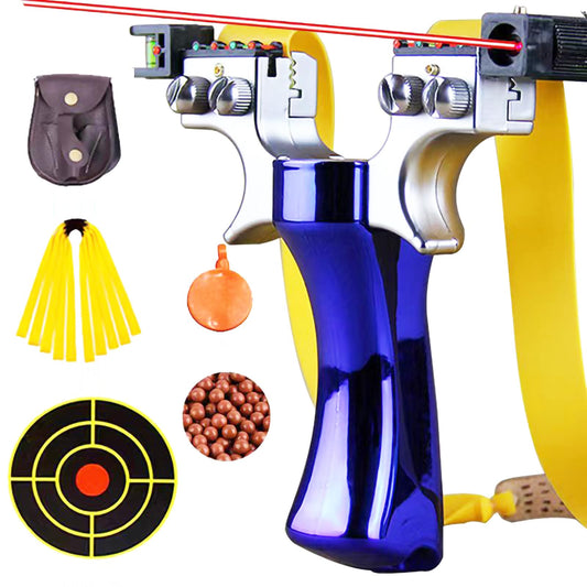 High-Precision Laser Flat Leather Slingshot Set with Laser Sight and Fast Shooting Mechanism, the Best Choice for Outdoor Hunting Enthusiasts (Blue)