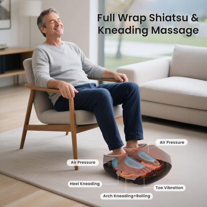 COMFIER Foot Massager with Heat,Kneading,Vibration,Compression,Pause Function,Shiatsu feet Massager for Plantar Fasciitis Neuropathy, Gifts for Him/Her,Remote Control,Size 13