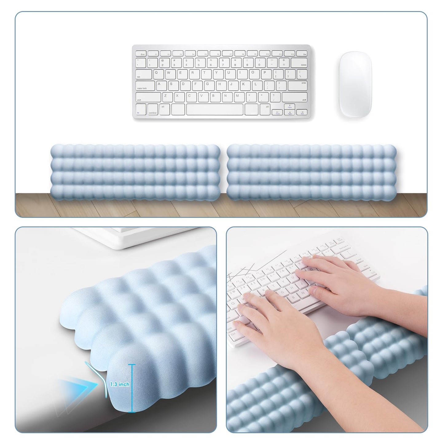 MOSISO Arm Rest for Desk, L-Shaped Desk Elbow Pad for Desk, Spherical Memory Foam Elbow Pads with Non-Slip Base, 2 Pcs Ergonomic Massage Desk Edge Cushion & Wrist Rest for Computer Keyboard, Blue