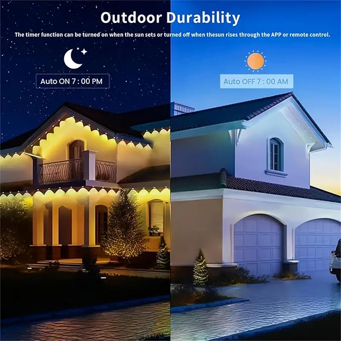 32.8FT Permanent Outdoor RGB Lights,IP67 Waterproof Smart LED Eaves Lights with App/Remote Control,for Christmas and All Holiday Decor,Daily and Accent Lighting,House Roof and Garden Lighting