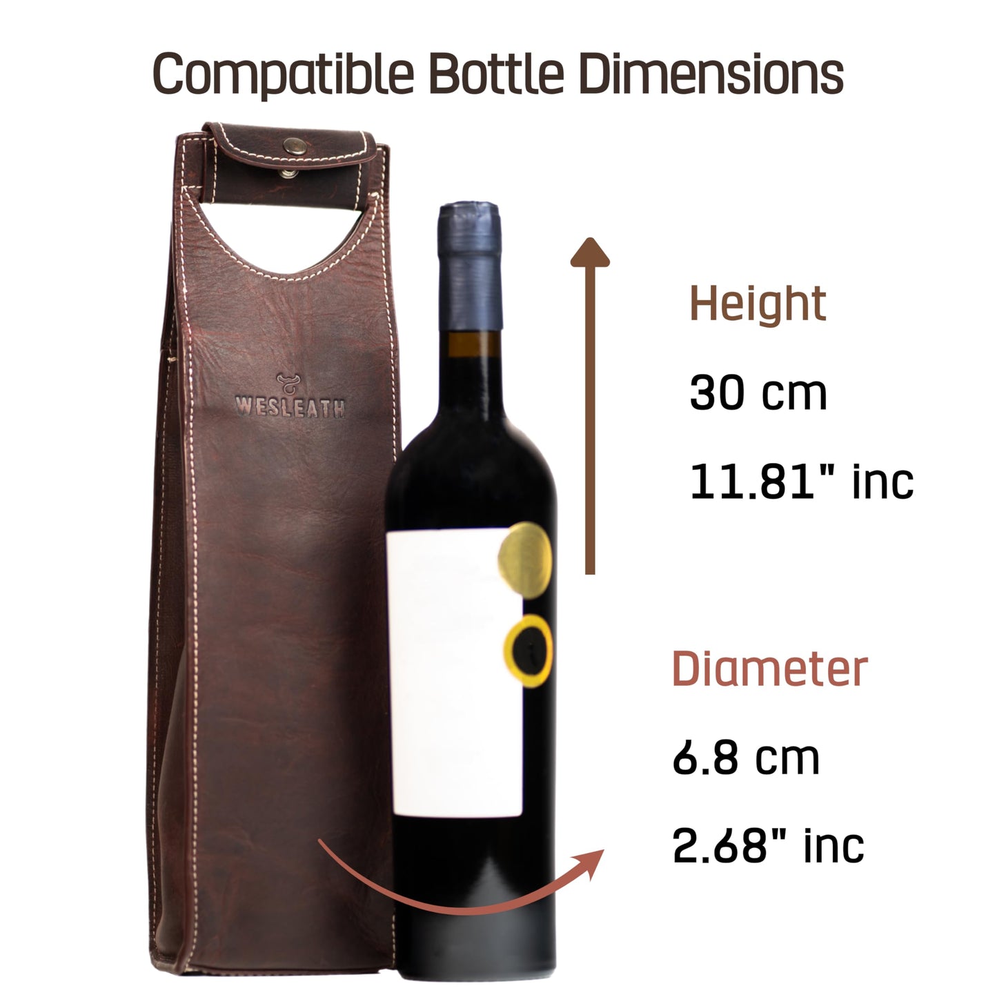 Leather Tote Wine Carrier Bag | Premium Quality Single Bottle Carry with Strong Handles, Full Grain Leather & Metal Buckle - Protective Carrier for Picnic, Wine Champagne Gift Bag in Burgundy