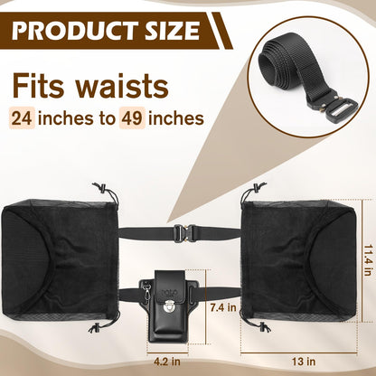 ProtectHobby Mushroom Foraging Bag Kit with Adjustable Waistband - 2 Folding Mesh Bags & Leather Tool Pouch, Suitable for Collecting Mushroom and Berry Pickers