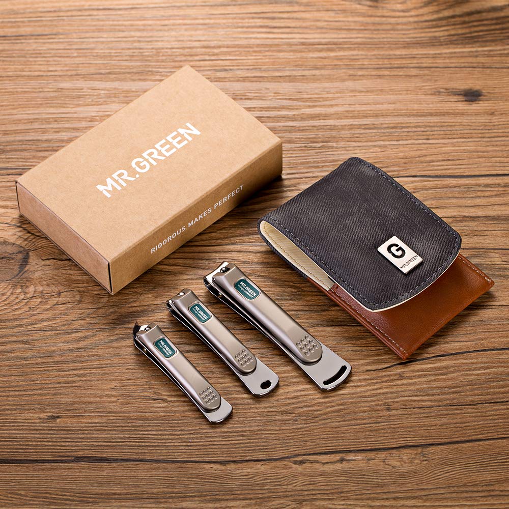 MR.GREEN Nail Clipper 4Pcs Set, Stainless Steel Manicure Pedicure Set, Medical Grade Grooming Kit with Travel Case Gift Box for Man & Woman