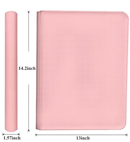 12 Pocket Card Binder, 720 Pockets PU Leather Zipper Trading Card Collection Album, Side-Loading Card Storage Folders for MTG, TCG, Game/Sport Crads (Pink, 12 Pockets)