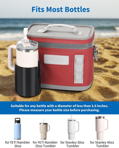 WEIGUZC Bottle Holder for HitchPoint Grid Compatible with YETI Hopper Soft Cooler or Camino Carryall - 600D Waterproof Oxford with 2mm Pearl Cotton - Hands-Free Water Bottle Carrier