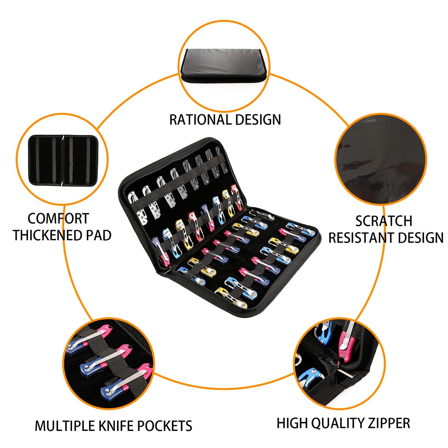 QEES Knife Case,Knife Display Case for 32 Slots Pocket Knives,Knife Organizer Folding Knife Holder,Pocket Knife Storage Collection Box for Men Survival,Outdoor, Kitchen, EDC Mini Knife.