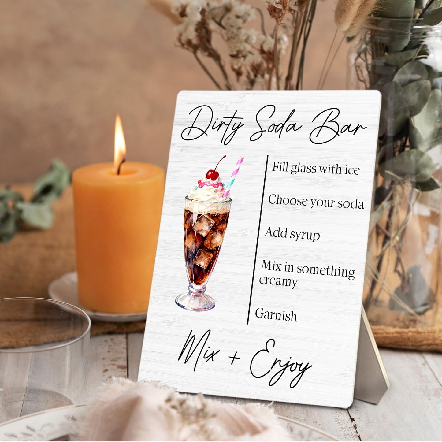 ERYBHKRTYH Dirty Soda Bar Sign - Dirty Soda Bar Supplies, Baby Bridal Shower Decorations, Signature Drinks Sign Wedding, 5x7 Inch