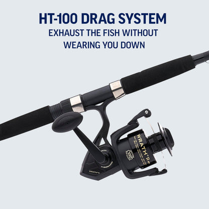 PENN 6'6" Wrath II Fishing Rod and Spinning Reel Combo, Size 2500, Medium Light Power, Extra Fast Action, Corrosion-Resistant Graphite Construction, Lightweight and Durable