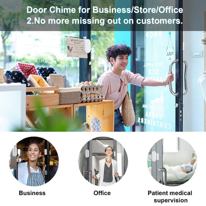 SanJie Wireless Door Chime Sensor, When Door Opens, Entry Alarm for Business/Home/Kids, 5 Adjustable Volume Ringer Alert 2 Sensors + 1 Receivers, 500 FT Range,26 Chimes