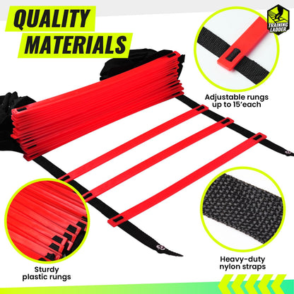 Teenitor Agility Ladder Speed Ladder Training Ladder for Soccer, Speed, Football Fitness Feet Training Carry Bag Agility Training Equipment 13 rungs, 23 feet