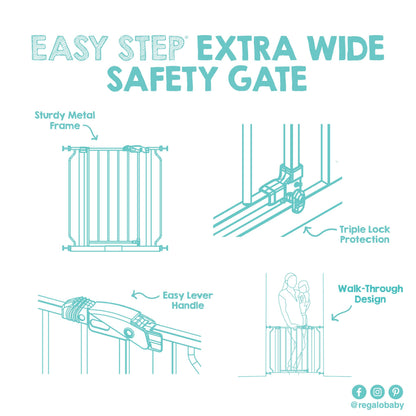 Regalo White Extra Wide Metal Pet Gate, 2" L X 49" W X 30" H