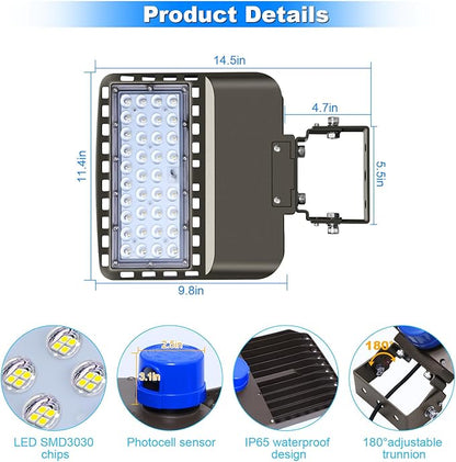 22500lm LED Parking lot Light Trunnion Dusk to Dawn 150W LED FloodLights Outdoor Wall Mount Security Commercial 85-277V IP65 Waterproof 5500K Shoebox Barn Light for Yard,Street 3 Pack
