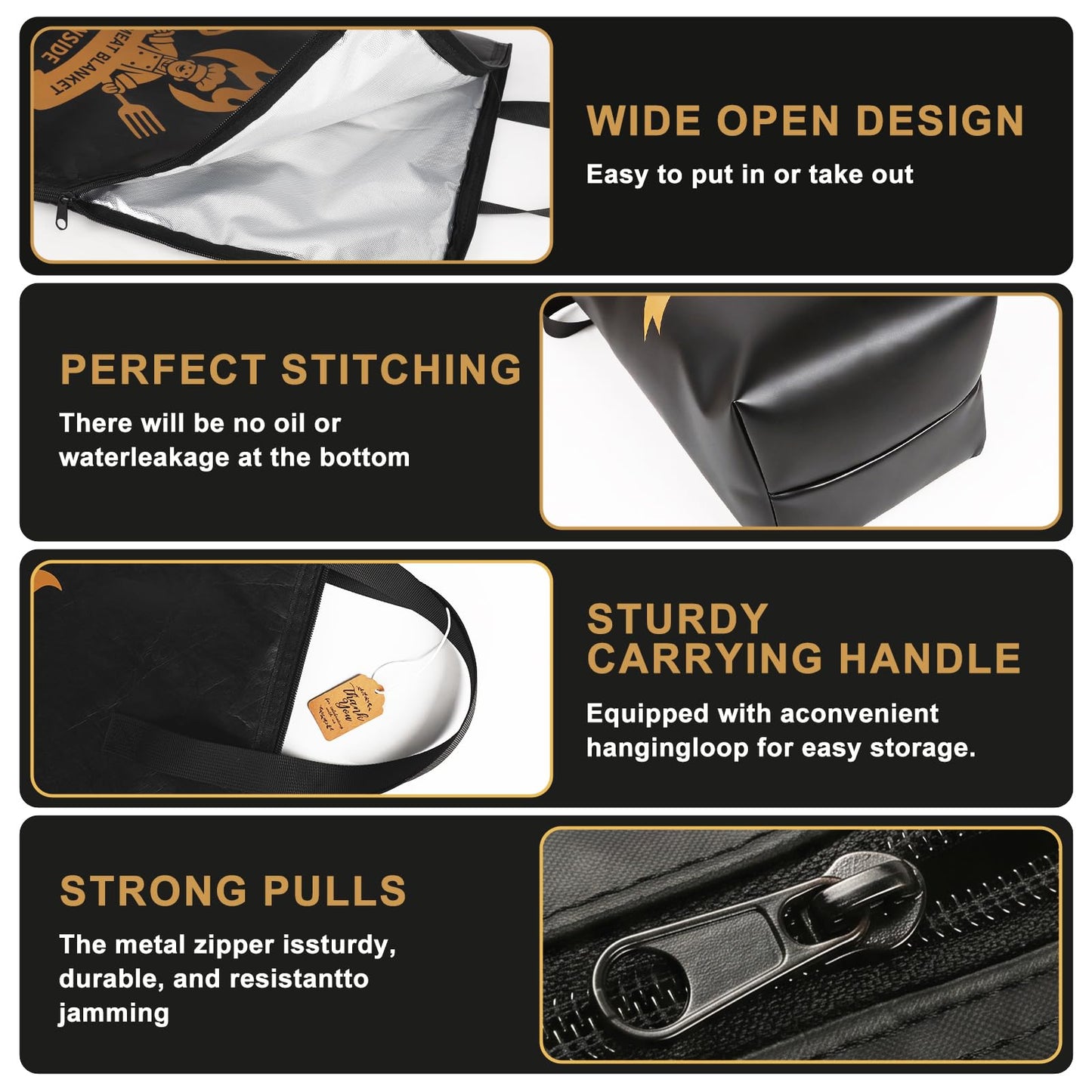 Allinside BBQ Blanket for Resting Meat - Extra Large Insulated Meat Resting Bag with Meat Shredder Claw, Grill Tongs, Butcher Paper, Greeting Card & Lanyard | Professional Grilling Kit for Smoker