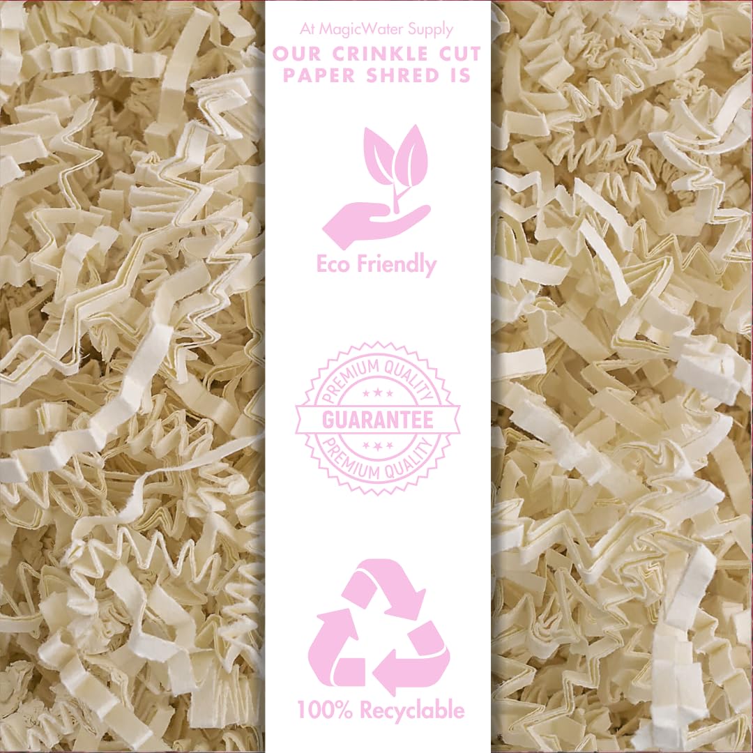 MagicWater Crinkle Cut Paper for Gift Baskets - 2LB - Light Ivory - Perfect for Shredded Paper Filler, Basket Filler, Gift Boxes, Bridesmaid Gifts, Christmas Stuffers & More – Ideal for All Occasions