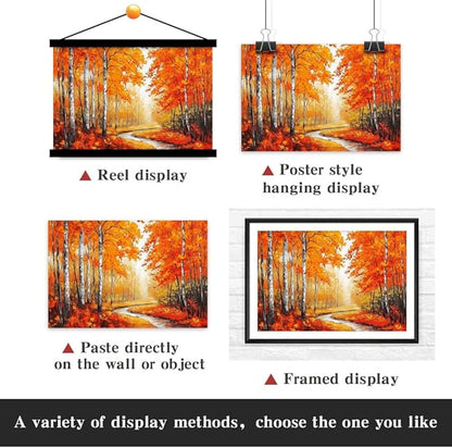 Yesad Autumn Canvas Wall Art, Fall Tree Forest Field Landscape Painting Fall Wall Art Prints Pictures Posters Artwork for Living Room Bedroom Bathroom Home Decor (Unframed,30”x20”,Tree & River)