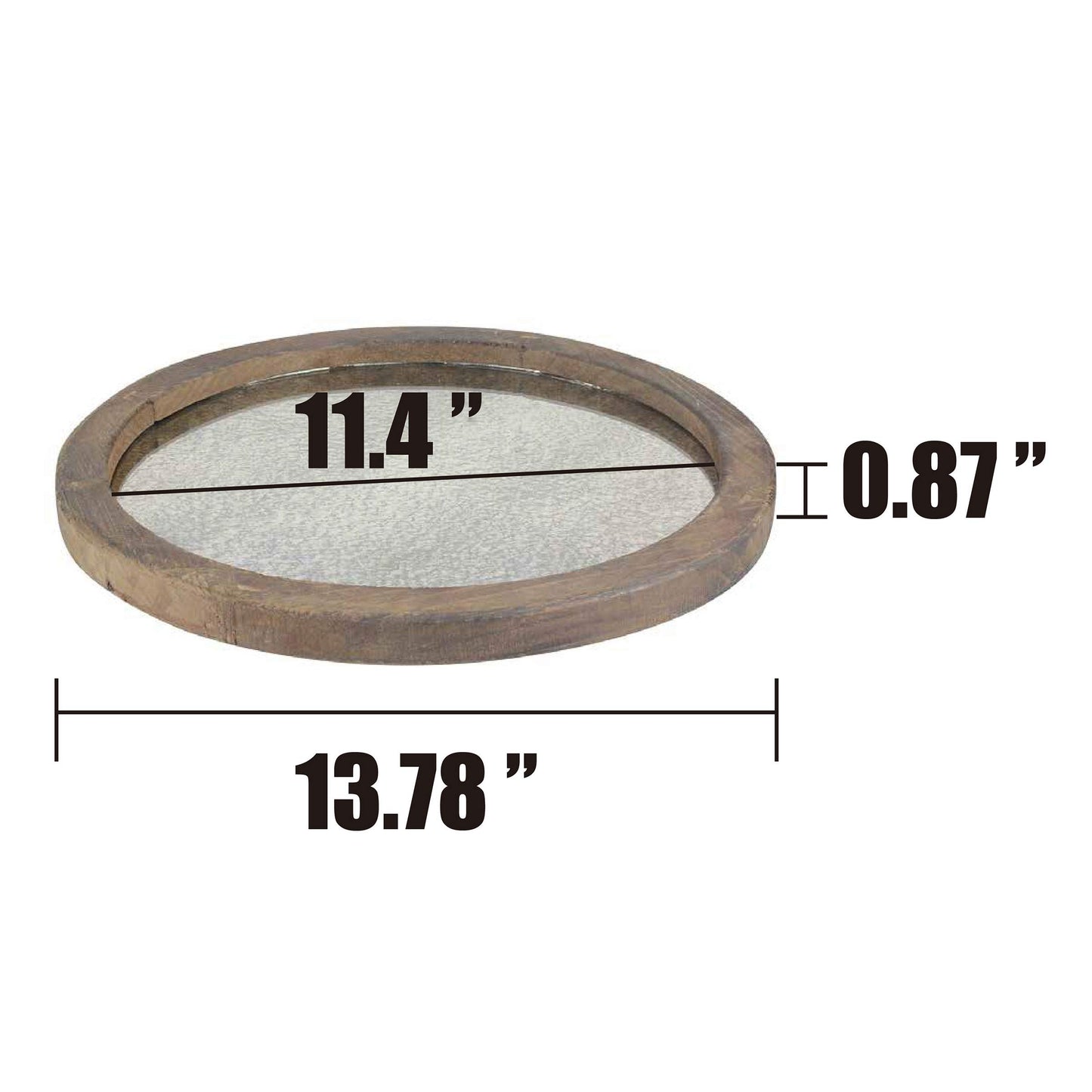 Stonebriar Round Natural Wood Serving Tray with Antique Mirror, Rustic Butler Tray, Unique Coffee Centerpiece for the Coffee Table, Dining Table, or Any Table Top