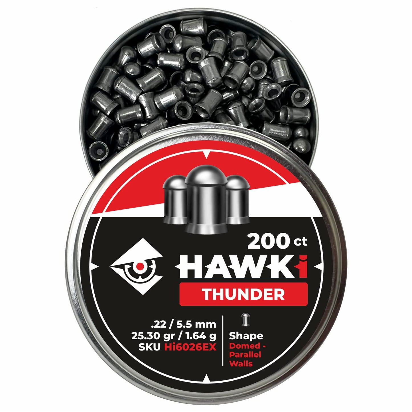 Hawki Airgun Pellets - .22/5.5mm Caliber (16.66 gr/1.08 g) 250 ct Hi7029EX Hollow + Pointed