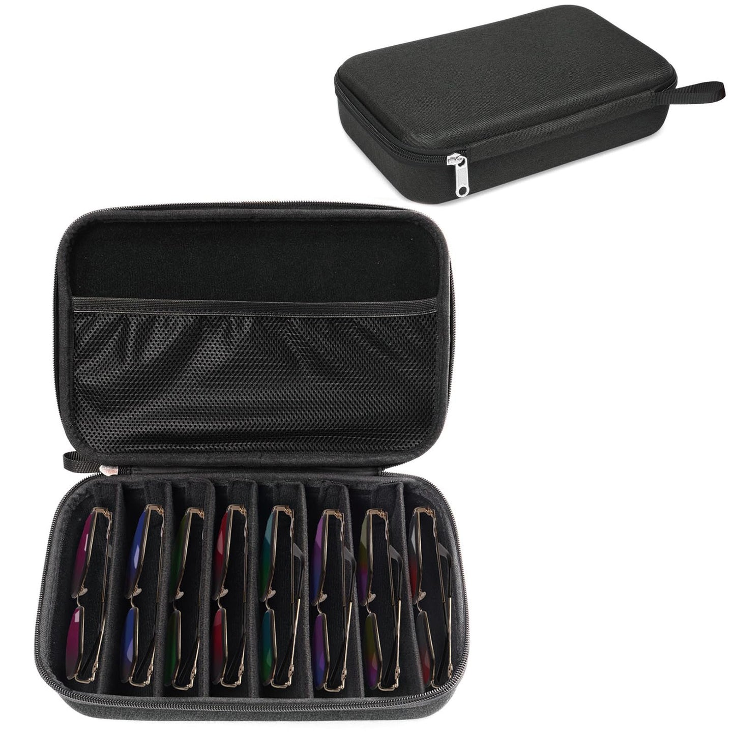 Bukere Travel Sunglasses Organizer Case Adjustable Slot For Multiple Eyeglasses Hard-shell Portable Storage Box for Men Women