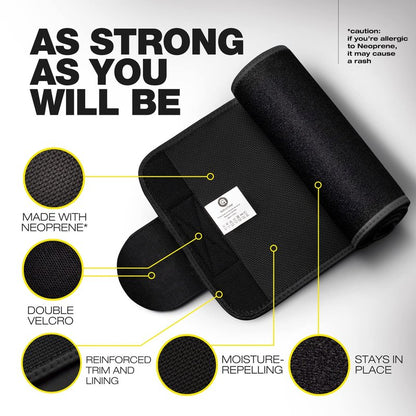 ActiveGear Premium Waist Trimmer Belt Slim Body Sweat Wrap for Stomach and Back Lumbar Support, Large: 9" x 46" - Yellow