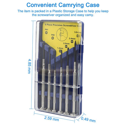 6 PCS Precision Screwdriver Sets, Eyeglass Repair Kit Screwdriver, Mini Screwdriver Set, Flat Head and Philips Head Screwdriver Sets, With 6 Different Sizes, Suitable For Watch, Electronic Repairs