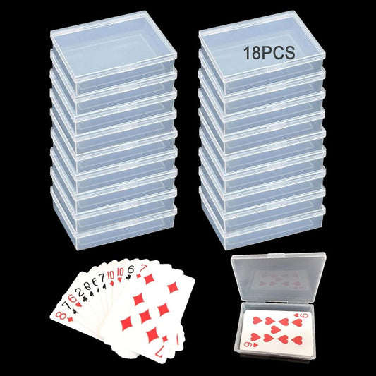 Clear Plastic Playing Card Deck Box - 18 Pcs Organizer for Blank Cards & Trading Cards | Durable Acrylic Storage Solution