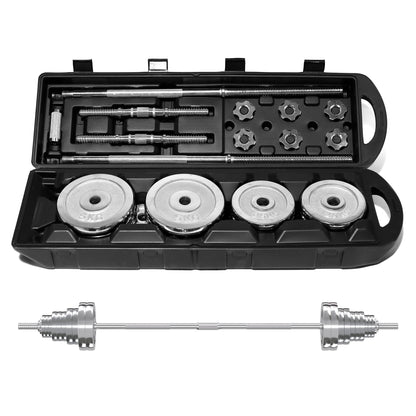 VIVITORY Fitness Dumbbells Set, Adjustable Weight Sets up to 11/22/44/66/110 lbs, with Metal Connecting Rod Used As Barbell, Chromed Weights, Hardcover Gift Box, Home Gym Work Out Training Equipment
