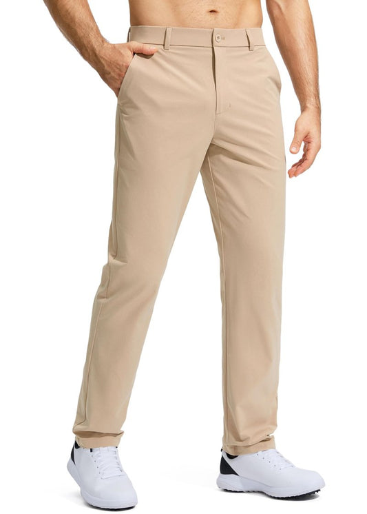 Pudolla Golf Pants for Men Stretch Dress Pants Mens Work Pants 30 Lightweight Quick Dry Casual Slacks Trousers with Pockets(Khaki 32Wx30L)