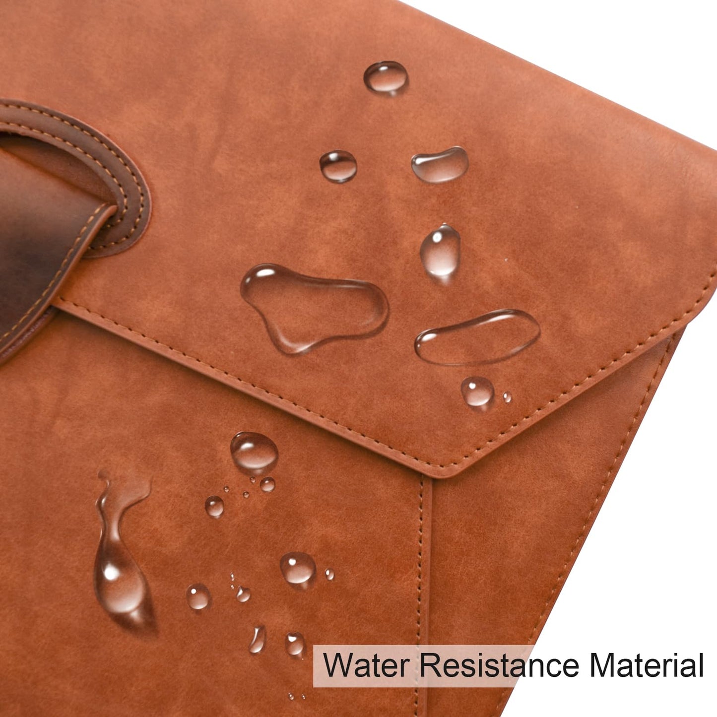 VANRA PU Leather File Folder Document Organizer Holder Waterproof Filing Envelope Case with 2 Pockets, A4 Portfolio Folder with Magnetic Snap Button Closure (Brown)