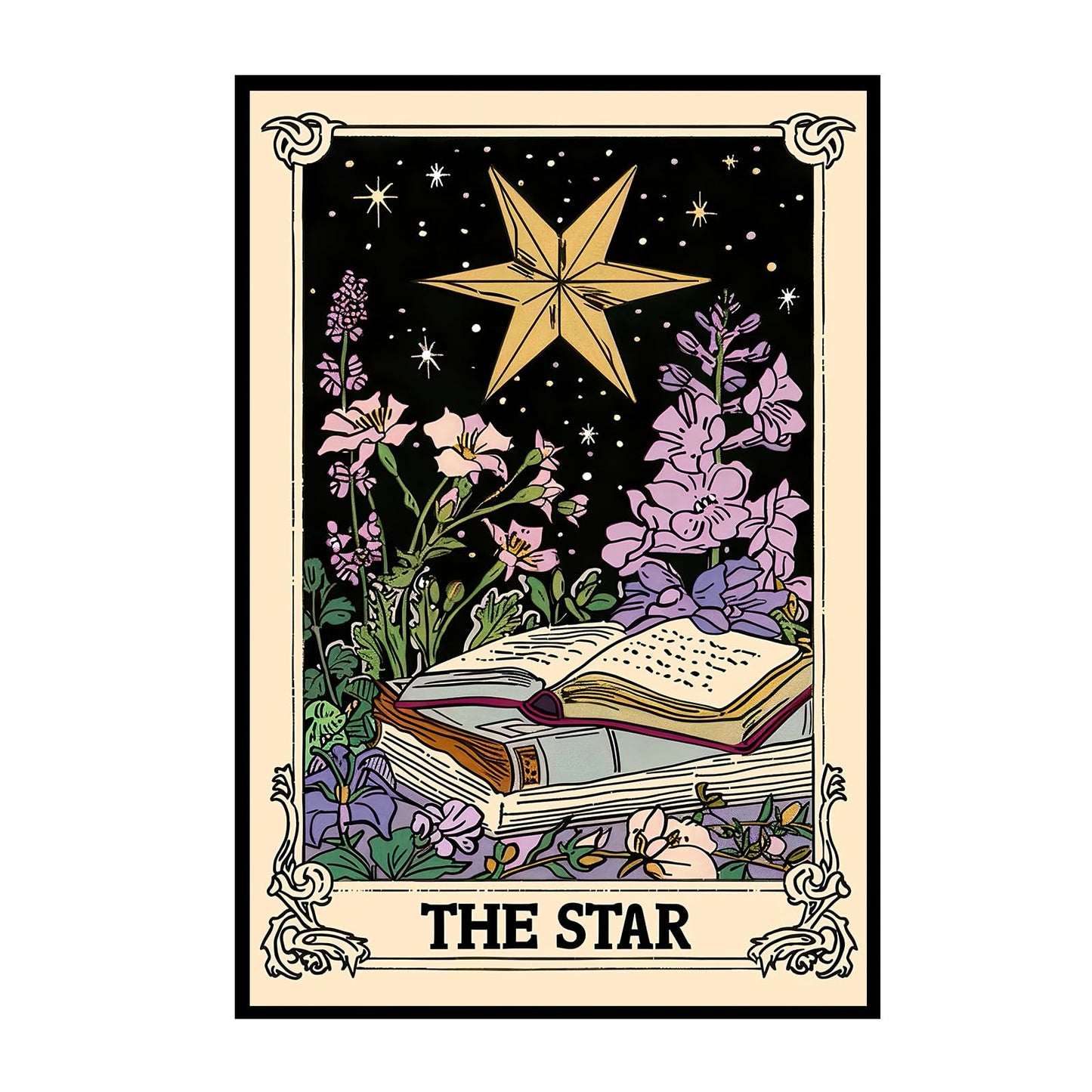 Retro Bohemian-style star Tarot card wall art aesthetics Astrology Tarot card magic bedroom aesthetics wall art decoration room bedroom living room 16x24inch Unframed