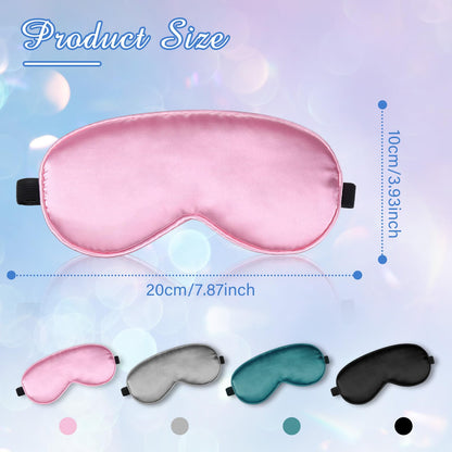 BBTO 4 Pcs Silk Sleep Eye Masks Smooth Soft Satin Eye Covers with Adjustable Strap Blindfold for Sleeping Blocking Out Lights Travel Relaxation (Royal Blue, Dark Green, Navy Blue, Black)