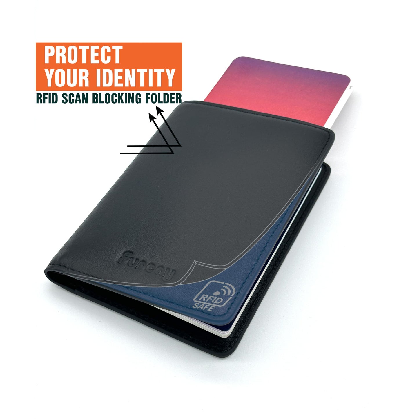 Slim Nappa Leather RFID blocking Passport Cover for Men and Women (Black/Gray)