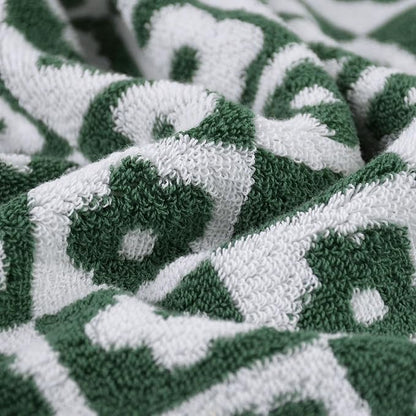 Jacquotha Cotton Hand Towels Green Checkered Floral