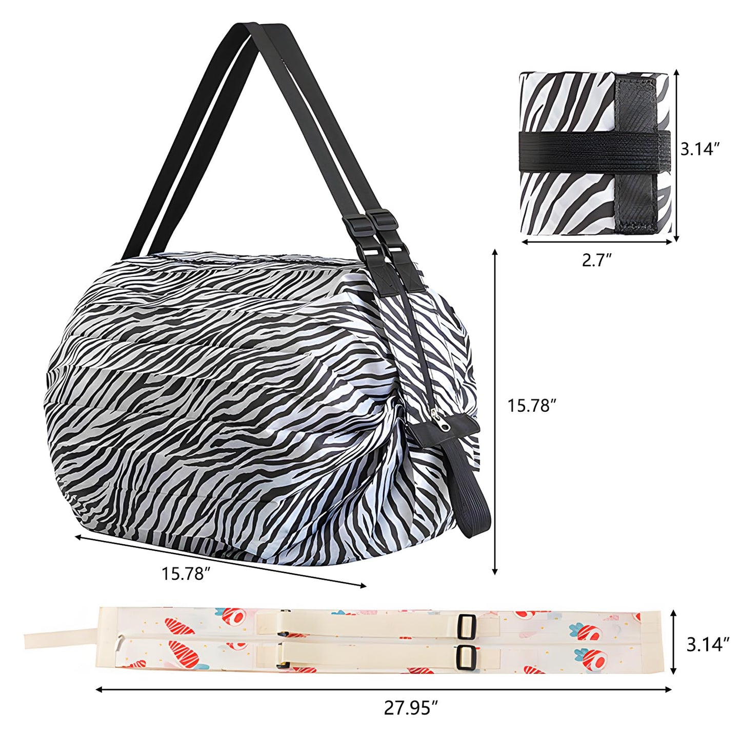 ACCADJEN Foldable Reusable Grocery Bags, Heavy Duty Waterproof Shopping Bags, Portable Travel Tote for Grocery, Beach, Camping